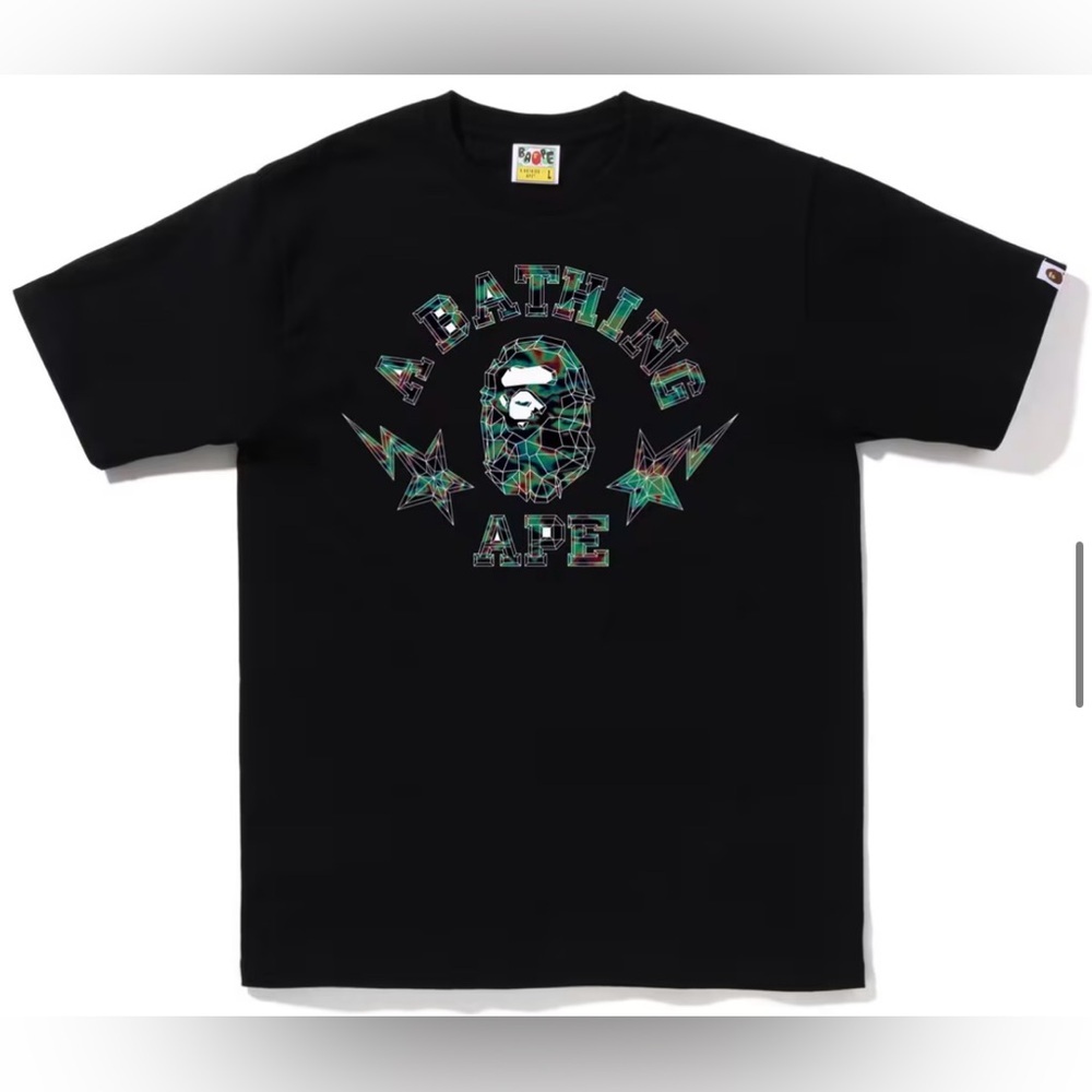 Bape Black Polygon Thermograpgy Graphic T-Shirt New